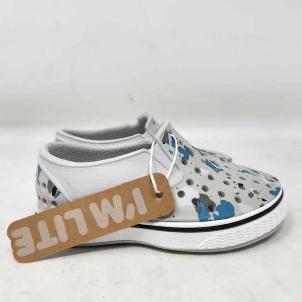 New toddler boys 4 Native miles print Tundra Gray Shell White water slip on shoe